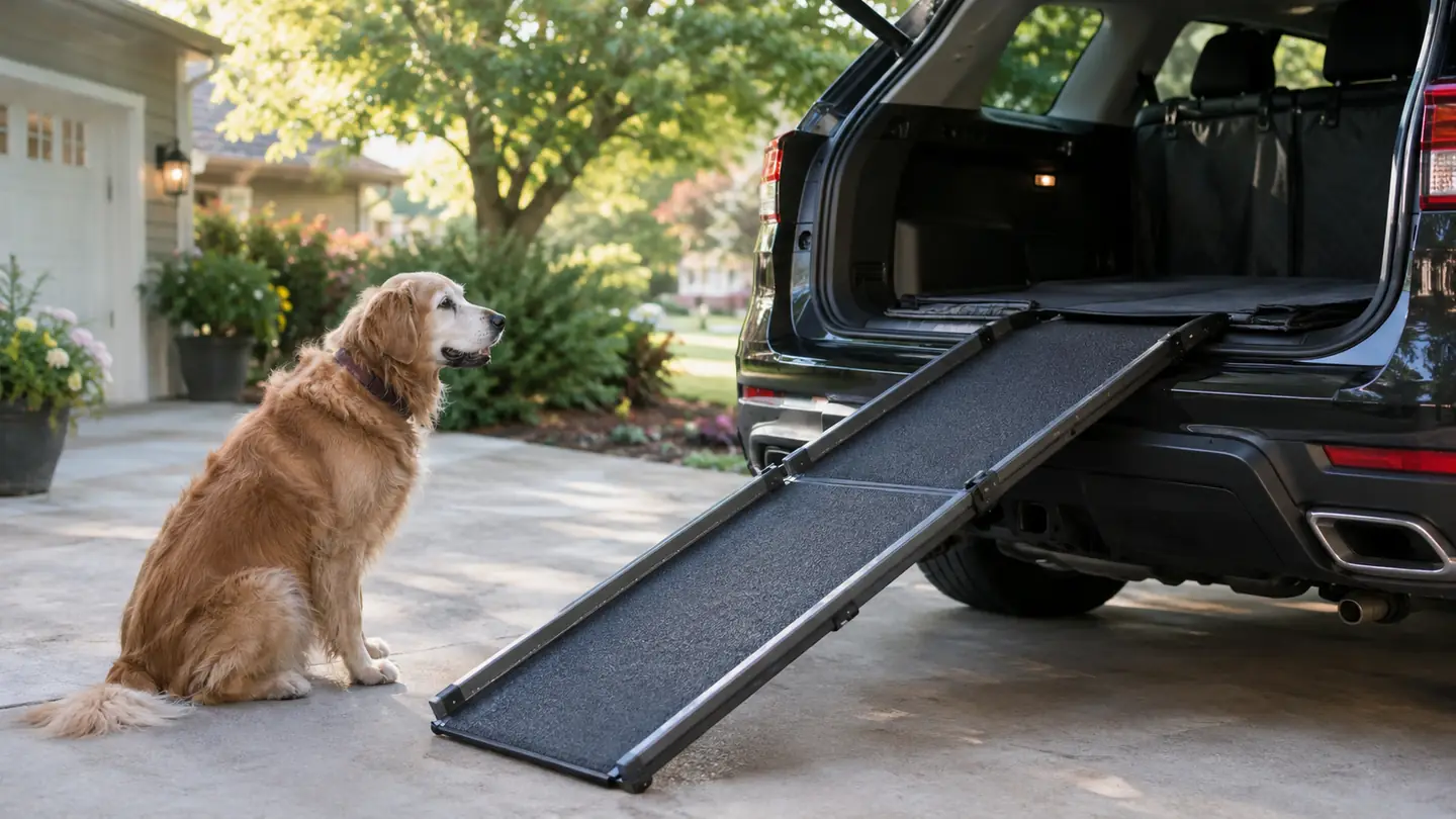 How to Get a Senior Dog into a High SUV with a Ramp